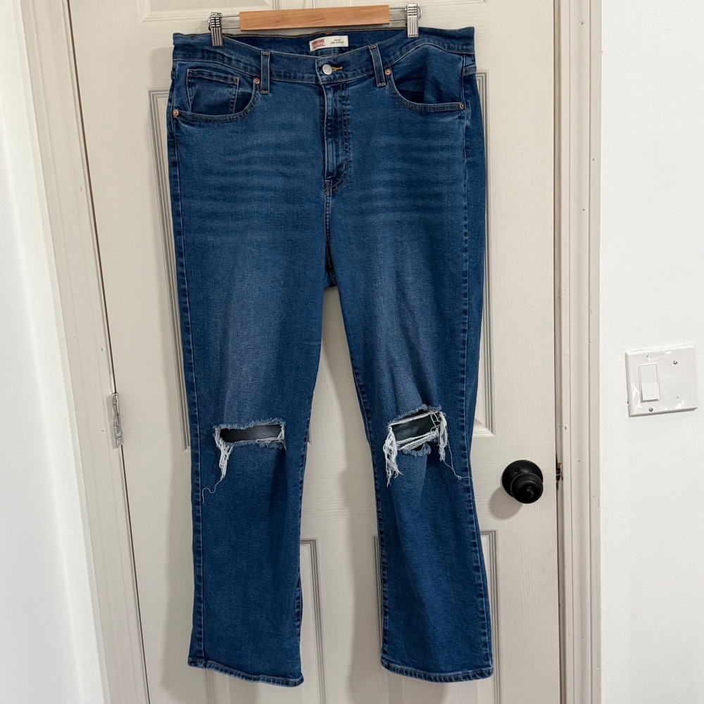 Signature Levi Strauss Heritage Easy Straight Distressed Jeans Blue Womens‎ 18